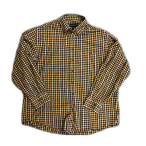 Scott Barber Men's Orange Navy Check Brushed Twill LS Button-Down Shirt Size XL